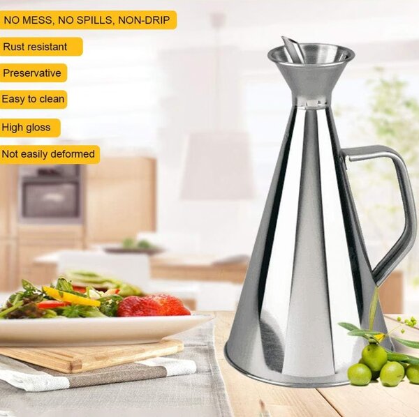 Recipient Pufo Ellegant din otel inoxidabil cu maner pentru ulei si otet, 500 ml