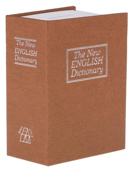 Seif secret tip carte Pufo cu cheie pentru blocare, model Dictionar, 24 x 15.5 cm, maro