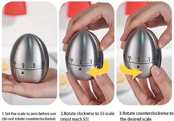 Temporizator Pufo Moderno din inox pentru bucatarie, 7.5 cm– elegant, precis si usor de utilizat