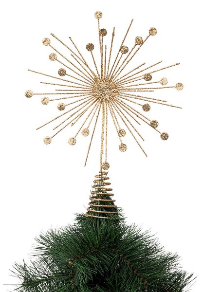 Stea metalică pentru vârful bradului, aurie, 30 cm