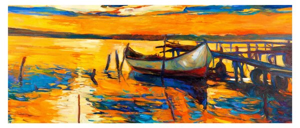 Tablou - Barca la apus de soare (120x50 cm)