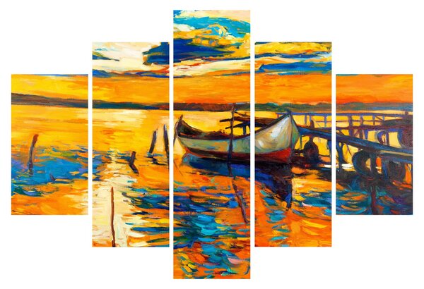 Tablou - Barca la apus de soare (150x105 cm)