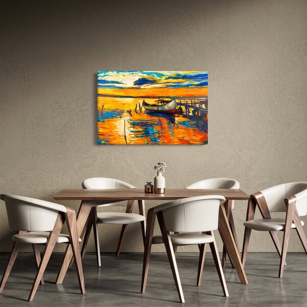 Tablou - Barca la apus de soare (90x60 cm)