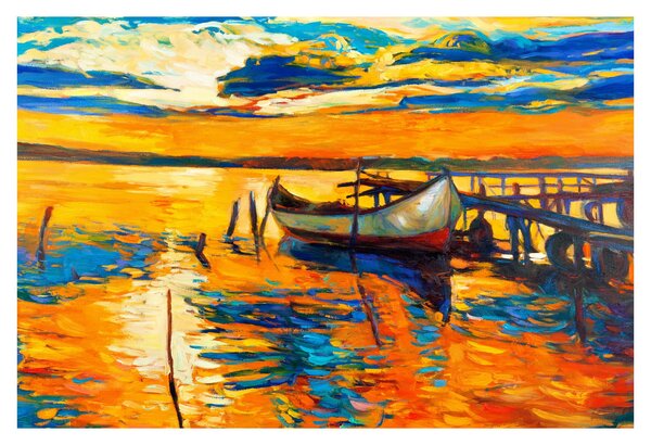 Tablou - Barca la apus de soare (90x60 cm)