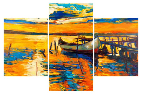 Tablou - Barca la apus de soare (90x60 cm)