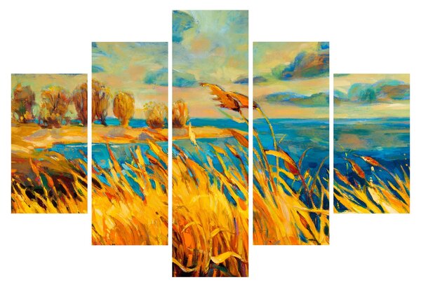 Tablou - Apus de soare peste lac, pictură acrilică (150x105 cm)