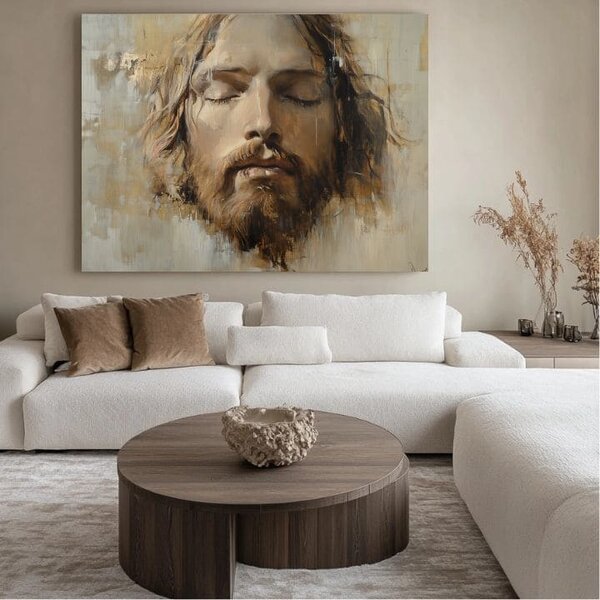 Iisus Hristos în rugăciune | finisată de mâna artistului - 40x60 cm