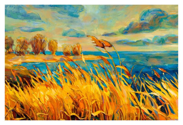 Tablou - Apus de soare peste lac, pictură acrilică (90x60 cm)