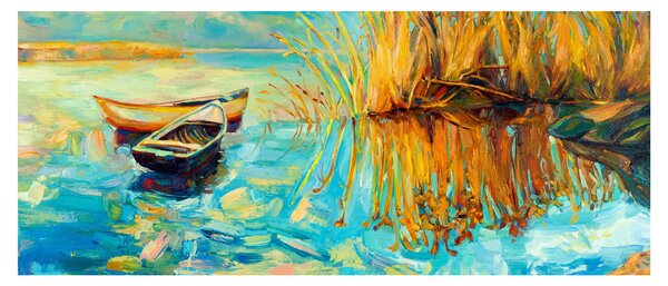 Tablou - Lacul cu bărci (120x50 cm)