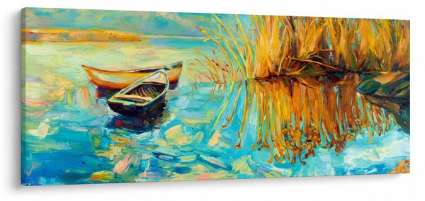 Tablou - Lacul cu bărci (120x50 cm)