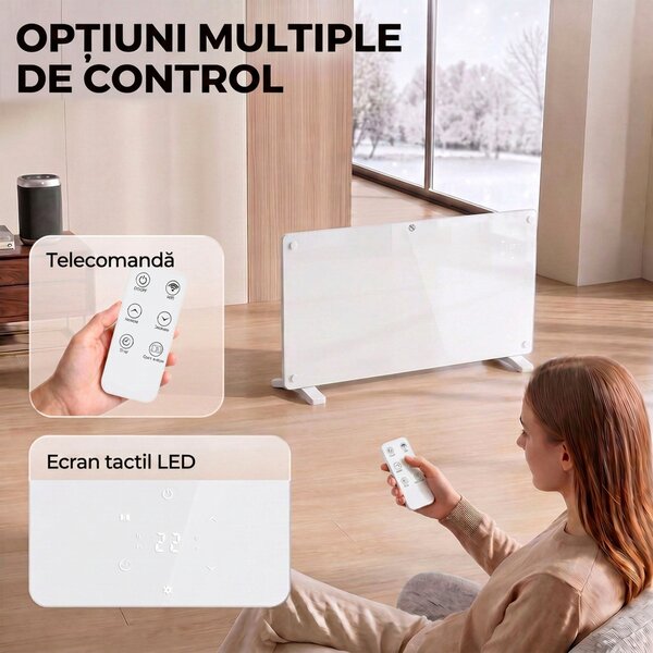 HOMCOM Convector Electric 2000W, Montare pe Perete sau Podea, Compatibil cu Alexa și Google Home, Alb | Aosom Romania
