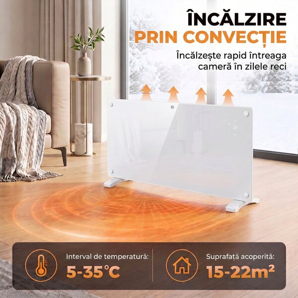 HOMCOM Convector Electric 2000W, Montare pe Perete sau Podea, Compatibil cu Alexa și Google Home, Alb | Aosom Romania