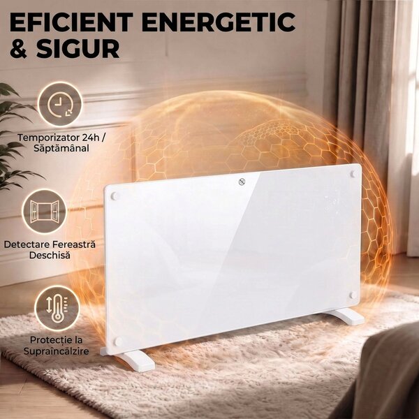 HOMCOM Convector Electric 2000W, Montare pe Perete sau Podea, Compatibil cu Alexa și Google Home, Alb | Aosom Romania