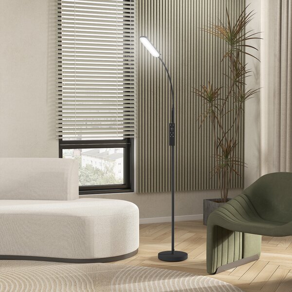 HOMCOM Lampadar cu Arc LED 18W, Braț Flexibil, Telecomandă Magnetică, Control Tactil | Aosom Romania