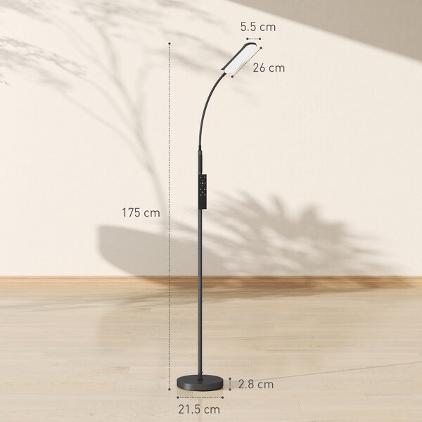 HOMCOM Lampadar cu Arc LED 18W, Braț Flexibil, Telecomandă Magnetică, Control Tactil | Aosom Romania