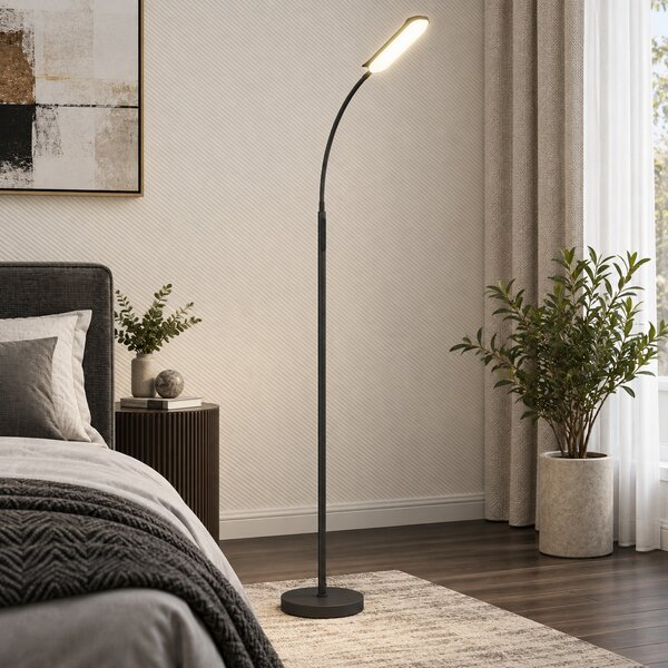 HOMCOM Lampadar cu Arc LED 18W, Braț Flexibil, Telecomandă Magnetică, Control Tactil | Aosom Romania
