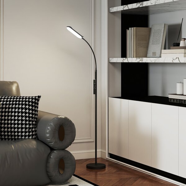 HOMCOM Lampadar cu Arc LED 18W, Braț Flexibil, Telecomandă Magnetică, Control Tactil | Aosom Romania