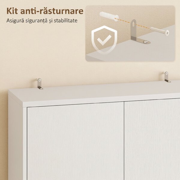HOMCOM Dulap pentru Microunde cu Dulap, Blat de Lucru, Mobilă de Bucătărie cu 2 Sertare, Panou Metalic, 4 Cârlige, Raft Reglabil pentru Bucătărie, Sală de Masă, Living, Alb | Aosom Romania