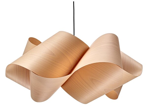 LZF LAMPS lampă suspendată Swirl, fag/nichel, Ø 54 cm, lemn, reglabil, Lemn, Camera de zi / sufragerie, Lemn, Design