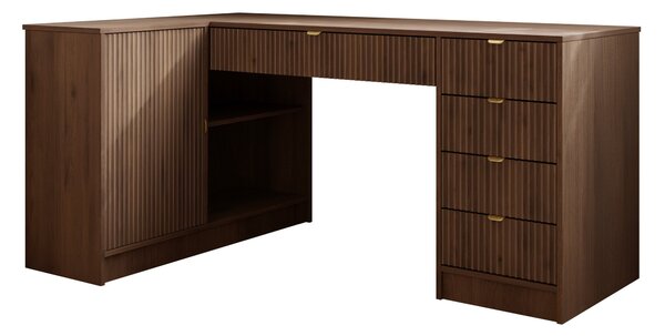 Birou de colt Comfivo Papilio II, Nuc, PAL laminat, MDF, 76x158x98cm, 58.9 kg