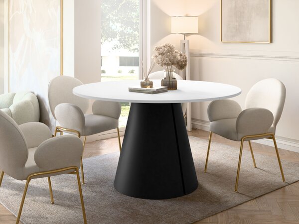 Masă Oswego 165Negru, Alb, 8cm, ExtensieExtensie, PAL laminat, Metal