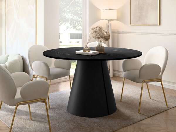 Masă Oswego 167Marmură neagră, Negru, 8cm, ExtensieExtensie, PAL laminat, Metal