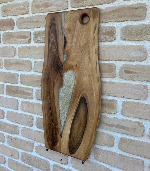 Platou „Midnight Pearl” – Nuc masiv cu rășină sidefată - 66x30 cm