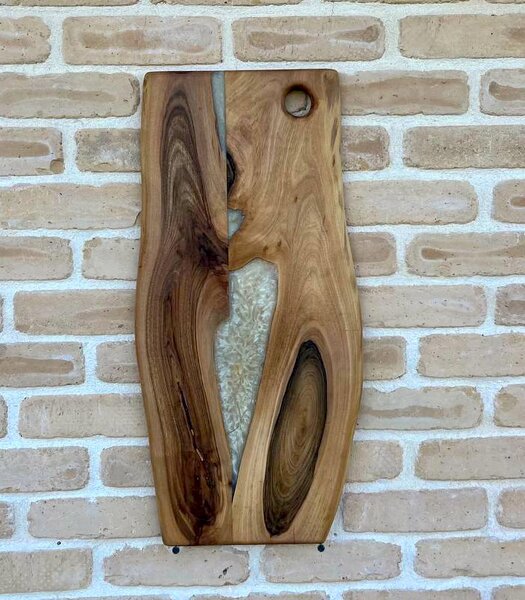 Platou „Midnight Pearl” – Nuc masiv cu rășină sidefată - 66x30 cm