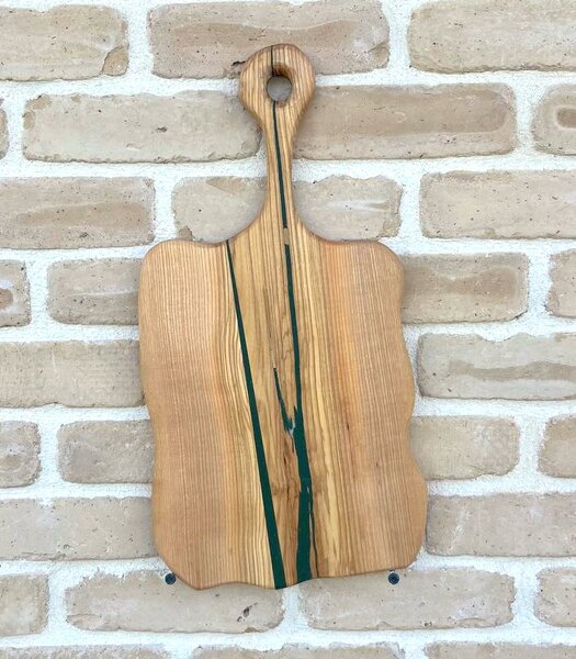 Platou „Emerald Forest” – Stejar Masiv cu rășină verde - 48x26 cm