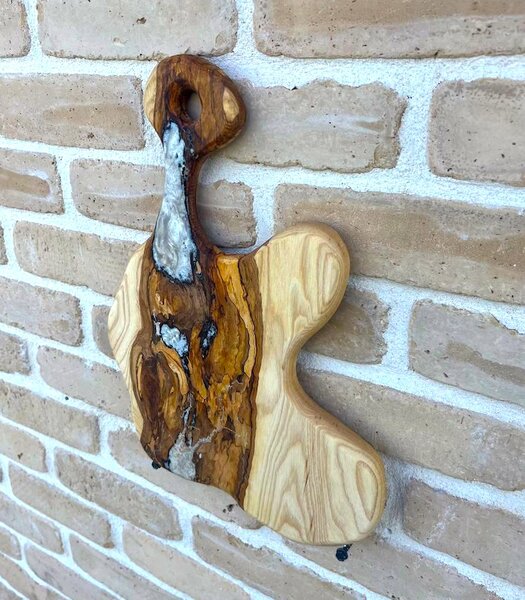 Platou „Pearl River” – Frasin masiv cu inserții de rășină sidefată - 40x28 cm