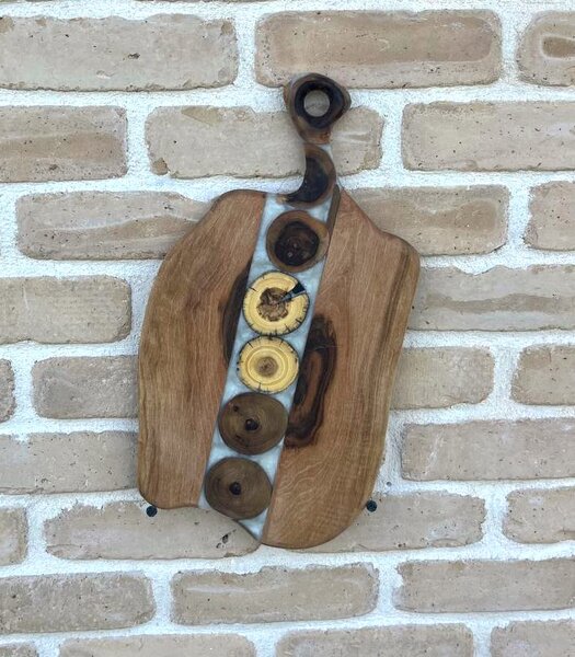 Platou „Walnut Mosaic” – Rondele de nuc și rășină - 44x23 cm