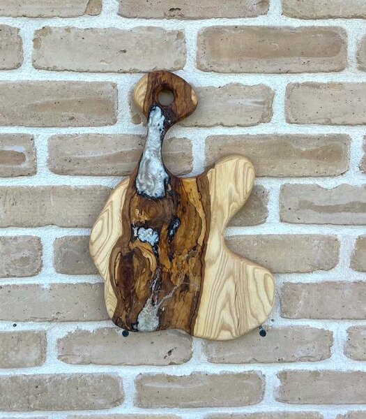 Platou „Pearl River” – Frasin masiv cu inserții de rășină sidefată - 40x28 cm