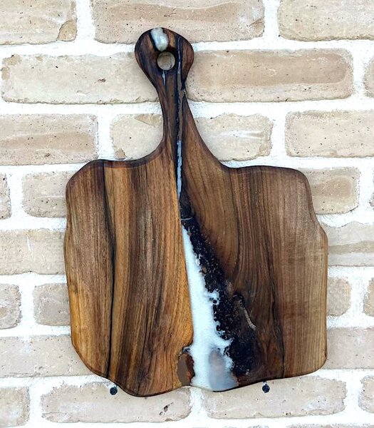 Walnut Grand Horizon – Platou XL din nuc masiv și rășină - 48x35 cm