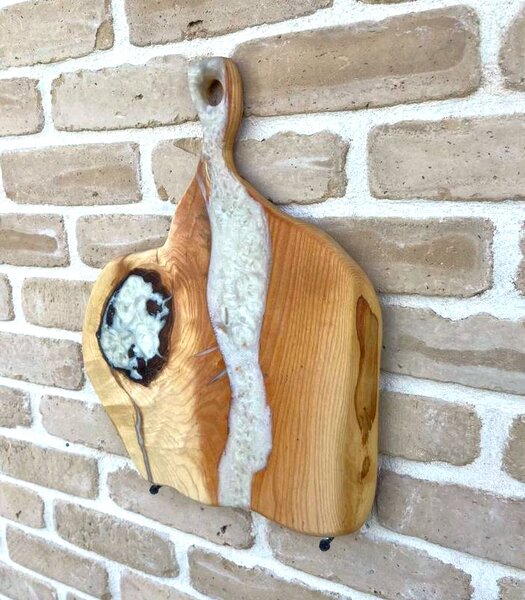 Platou „Ash Drift 43” – Frasin masiv cu inserții de rășină - 43x34 cm