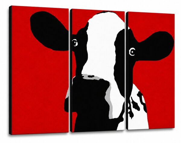 Vopsea pictată manual POP Art Vacă 3 bucăți vacă - 60x40 cm