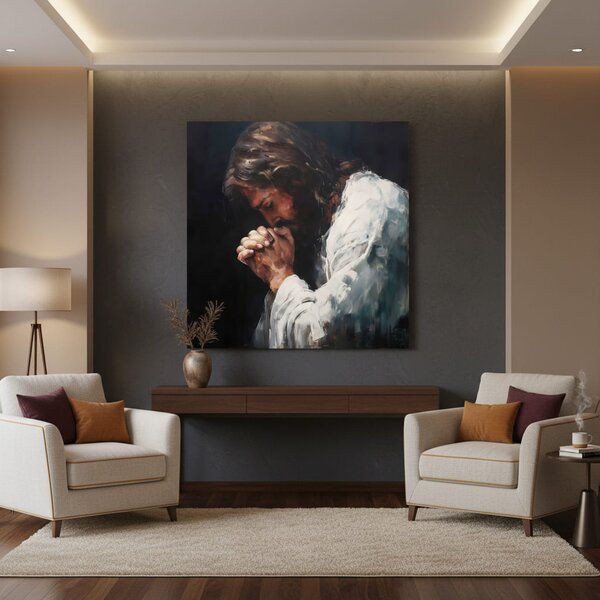 Iisus în rugăciune | finisată de mâna artistului - 60x60 cm