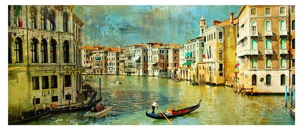 Tablou - Canalul de la Veneția și gondole (120x50 cm)