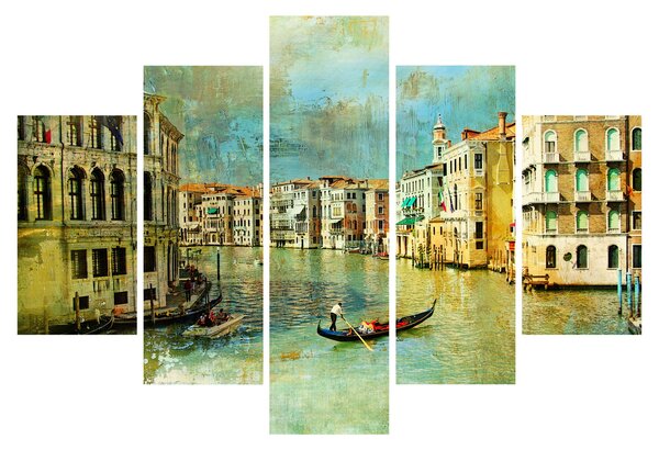 Tablou - Canalul de la Veneția și gondole (150x105 cm)