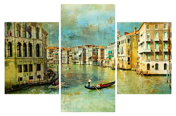 Tablou - Canalul de la Veneția și gondole (90x60 cm)