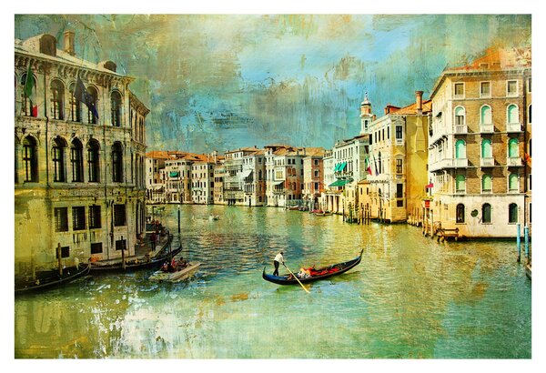 Tablou - Canalul de la Veneția și gondole (90x60 cm)