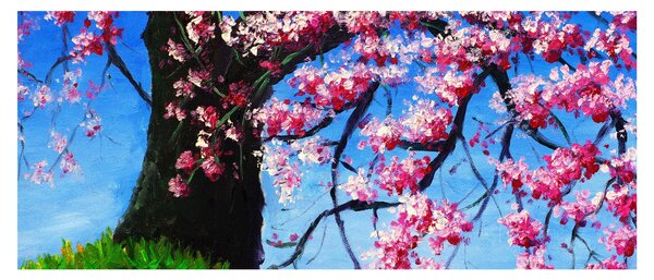 Tablou - Cireș înflorit - pictură (120x50 cm)