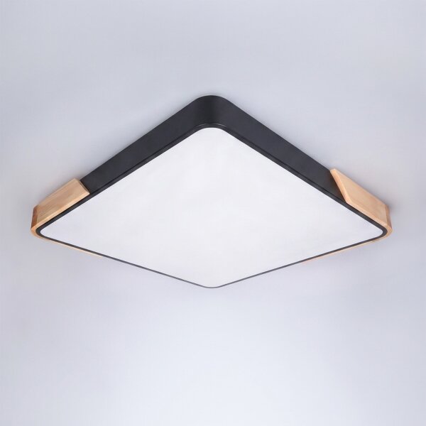 Brilagi - Lampă LED dimabilă PILANA LED/60W/230V stejar/negru 56x56 cm + telecomandă