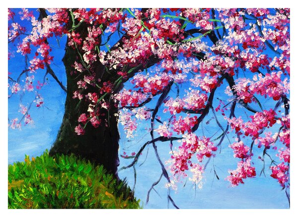 Tablou - Cireș înflorit - pictură (70x50 cm)