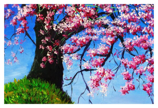 Tablou - Cireș înflorit - pictură (90x60 cm)