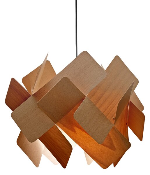 LZF LAMPS Lampă suspendată Escape, fag/nichel, Ø 30 cm, lemn, reglabil, Lemn, Camera de zi / sufragerie, Lemn, Design
