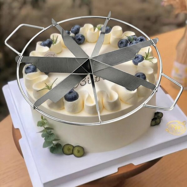 Divizor din inox pentru tort, cheesecake și pizza, 8 felii egale, cu două mânere