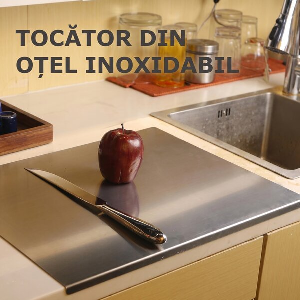 Planșetă din oțel inoxidabil 40x30 cm, cu margine de prindere