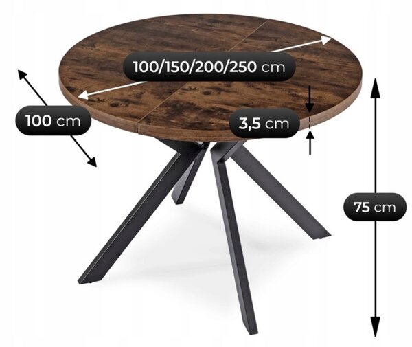 Masă sufragerie extensibilă Lavar (Stejar rustic) (pentru 4-10 persoane). Promo -20%. 1129016