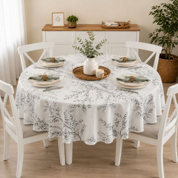 Fata de masa teflonata, rotunda, diametru 140cm, Crengute gri