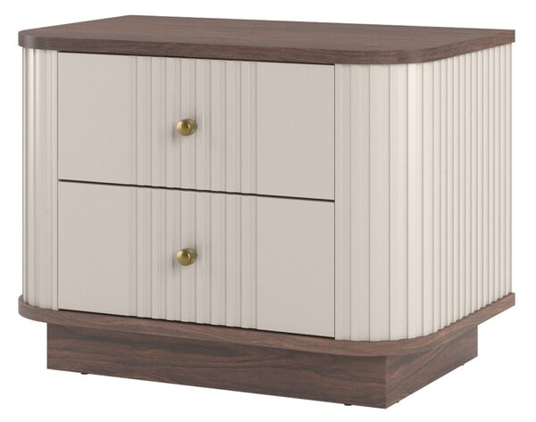 Set de noptiere Vesper 56 cm cu mânere aurii - culoare cașmir / nuc